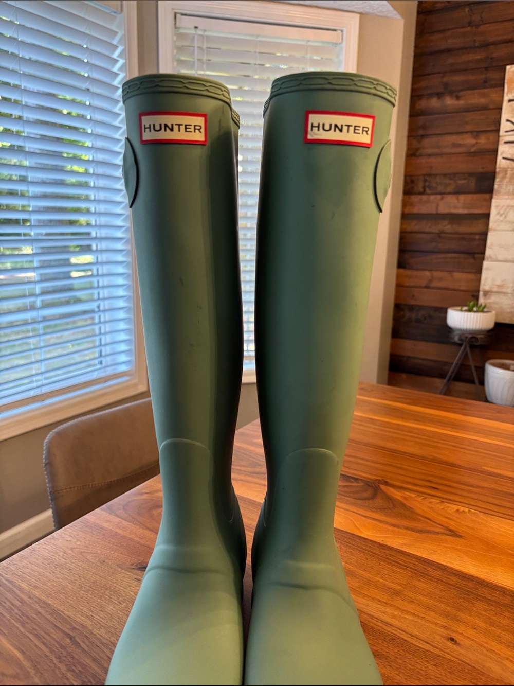 Hunter Seafoam Green Original Tall Rubber Rain Boots Women Size 9 - Picture 3 of 9